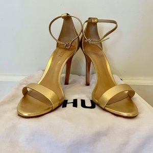 Schutz Cadey Lee Gold Single Sole Strap Sandal - Gold  Size 8 (EU 38)
